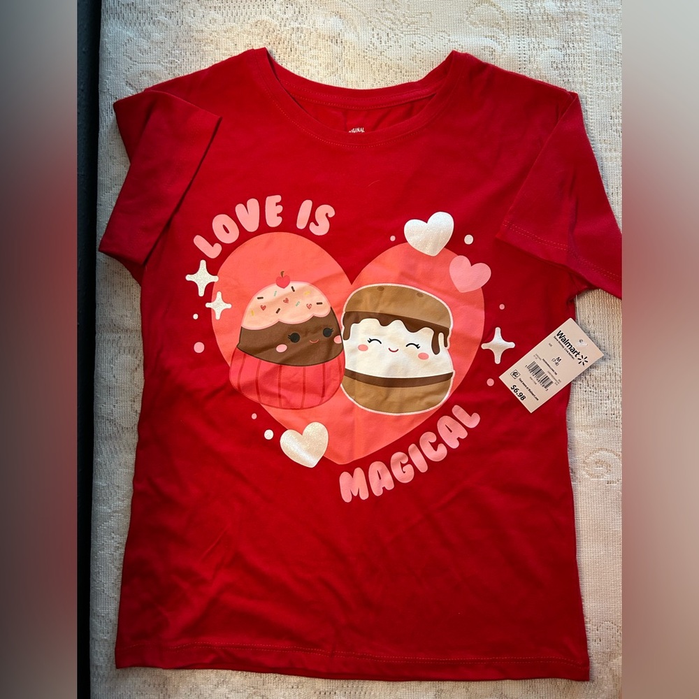 5 for $25 - Squishmallows Red 'Love Is Magical' Kids Tee